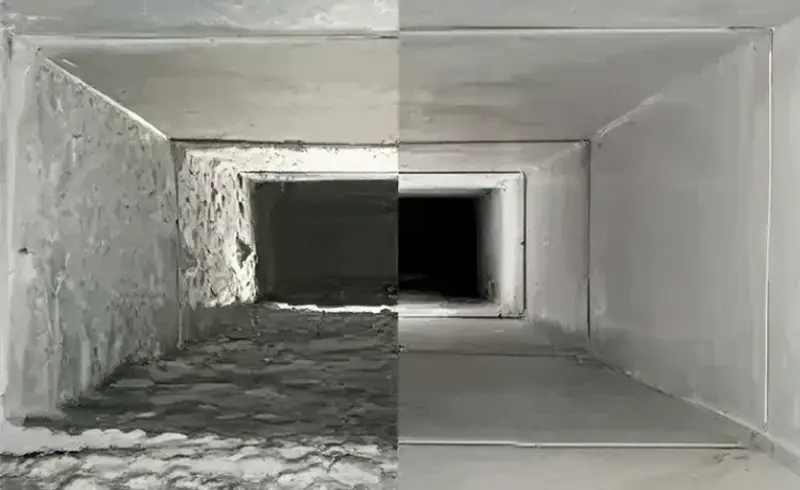 Dirty and clean air duct comparison